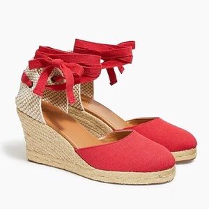 JCREW canvas ankle wrap espadrille wedges ❤️ New in box.